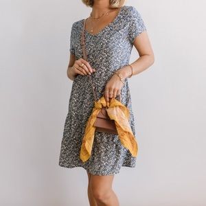 BOHME Tiana Floral Mini Dress Blue White Medium M